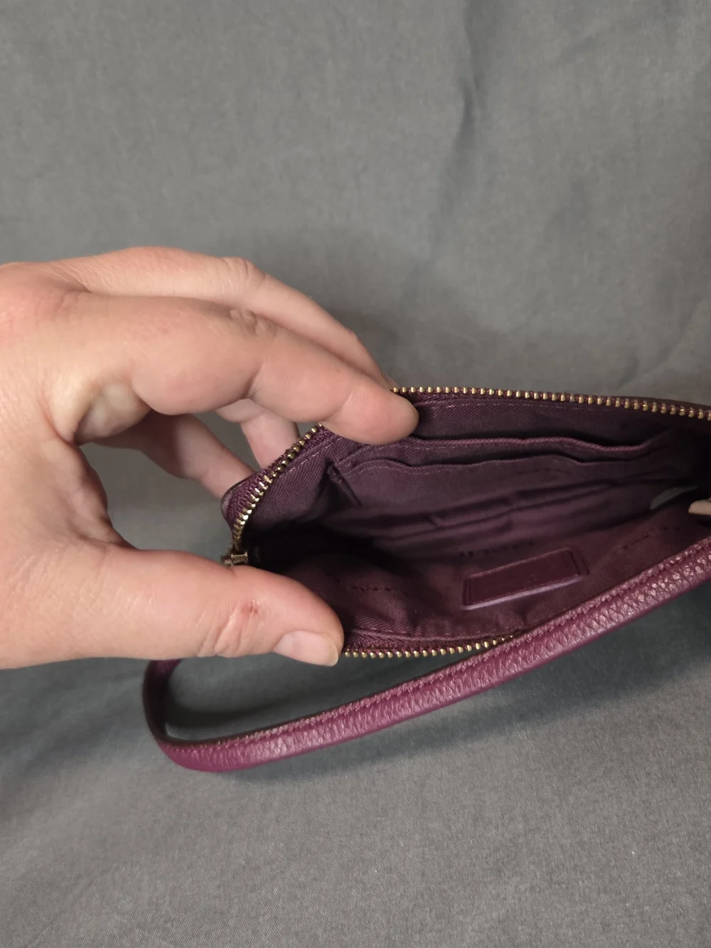 Coach Purple Floral Leather Wristlet